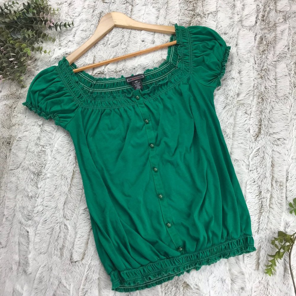 [Licorice] On/Off Shoulder Blouse Size M Medium Womens Green Top